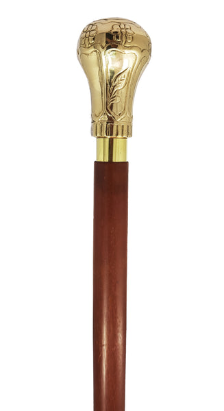 The New Antique Store - Knob Handle Wooden Walking Stick Cane with Rosewood Stick (Shining Brass, Brass)