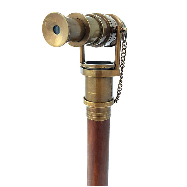 Brass Nautical Telescope Walking Stick Antique Finish Costume Wooden Cane Foldable Rosewood Stick Steampunk Style
