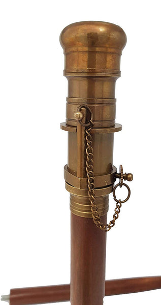 Brass Nautical Telescope Walking Stick Antique Finish Costume Wooden Cane Foldable Rosewood Stick Steampunk Style
