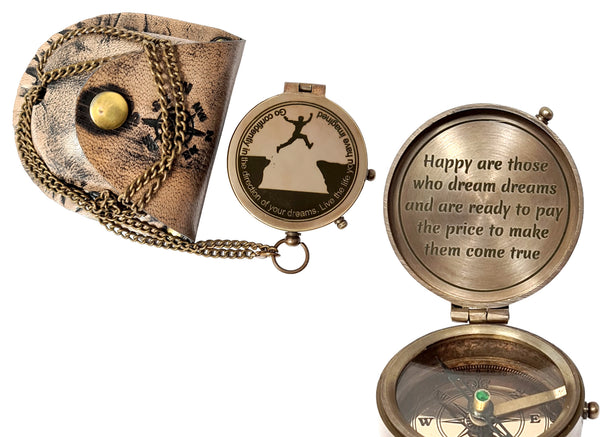 Brass Nautical - Engraved Brass Compass with a Motivational Message, Ideal Gift for Son, Grandson, Daughter, Husband, Fiance, Boyfriend, Army, Graduation Day