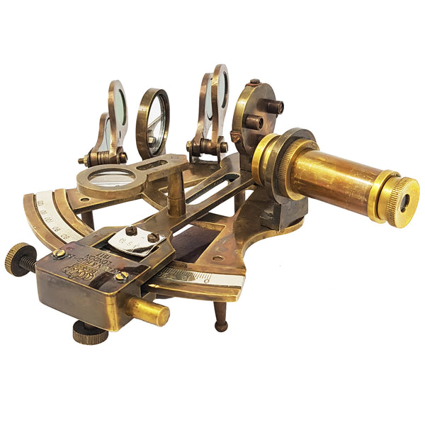 Brass Nautical - Brass Navigation Instrument Sextante Navegacion Marine Sextant in leather case - Slow Motion Mechanism