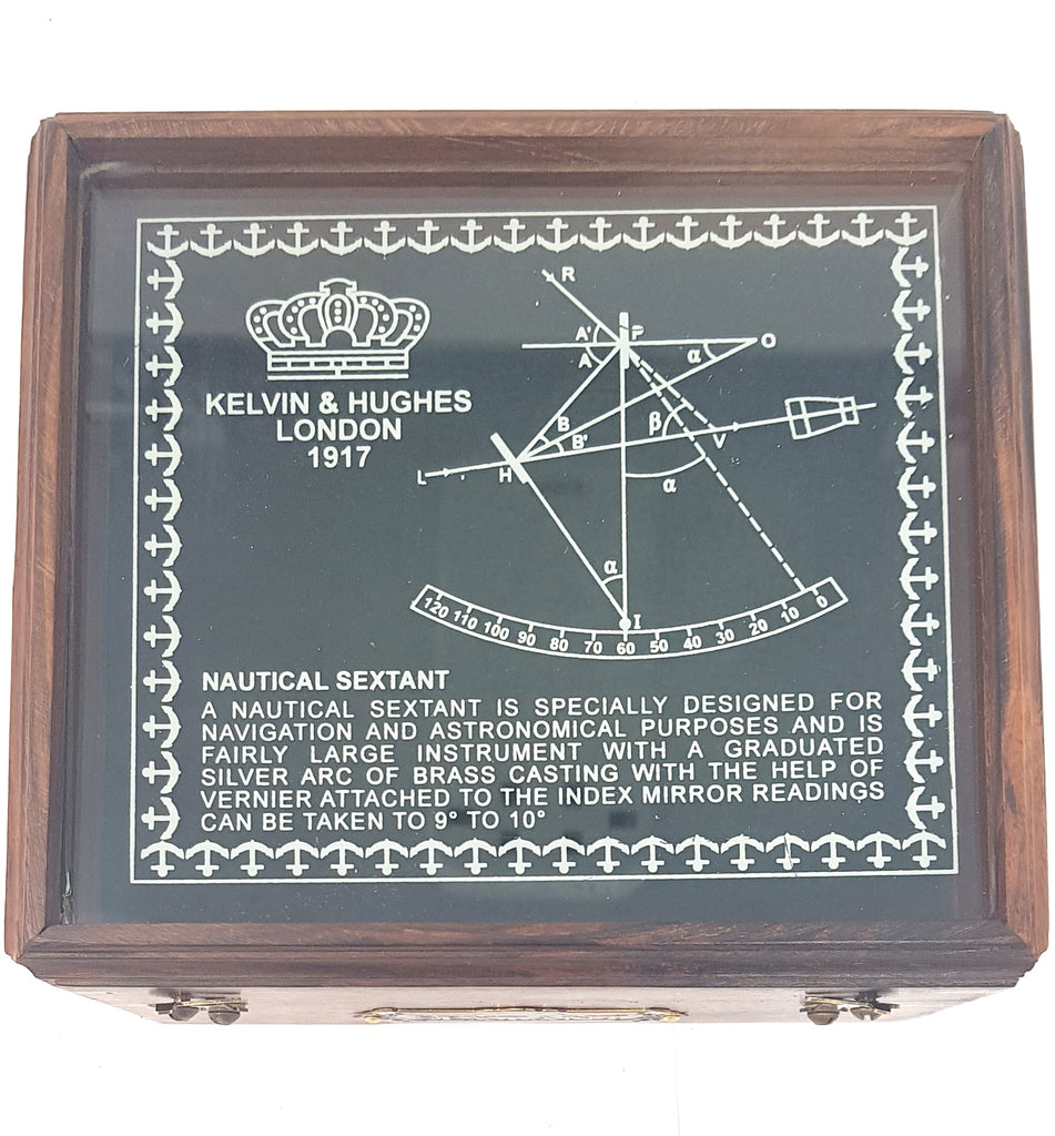 Malla Sextant Instrument 9 Brass Sextant with Box | Navigational Sextant |  Sextant Working | Vintage Astrolabe Brass Functional Sextant | Gift