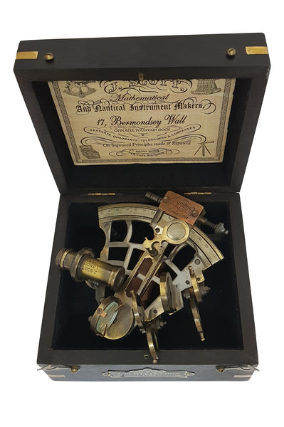 Brass Nautical Sextant Brass Navigation Instrument Sextante Navegacion Marine Sextant in Hardwood Box