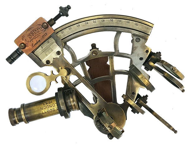 Brass Nautical Sextant Brass Navigation Instrument Sextante Navegacion Marine Sextant in Hardwood Box