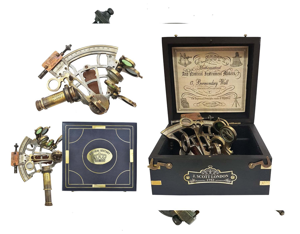 Buy Captain's Brass Sextant with Rosewood Box 8in - Nautical Decor