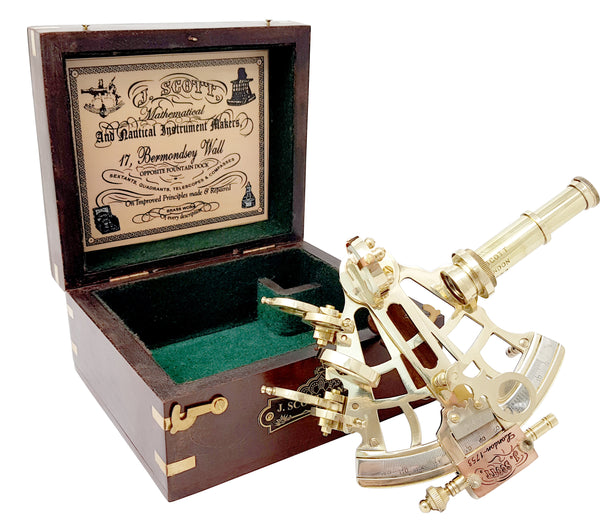 Brass Nautical Sextant Large Brass Navigation Instrument Sextante Navegacion Marine Sextant in Hardwood Gift Box