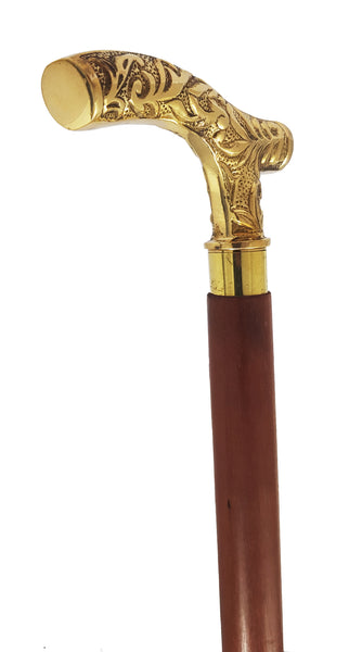 Brass Nautical Embossed Brass Handle Walking Stick