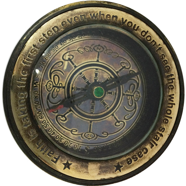 The New Antique Store - Martin Luther King's Faith is Taking The First Step Quote Engraved Compass in Leather Case and Wooden Gift Box