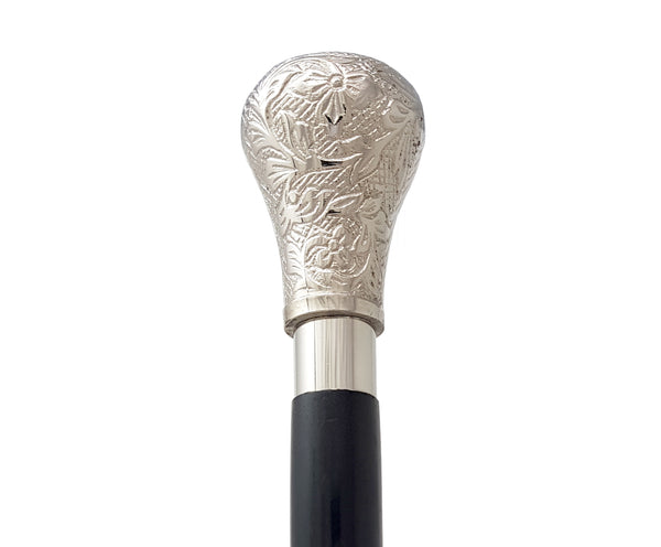 Brass Nautical Embossed Knob Handle Beautiful Floral Walking Stick