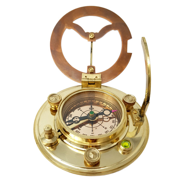 Brass Nautical - Antique Brass & Copper Sundial Compass, Sundial Clock, Sun dial in Box Gift Sun Clock Ship Replica Watch Sun Clock