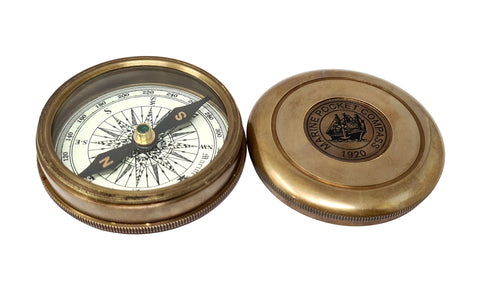 Brass Nautical 2 inches Vintage Compass Replica Brass Pocket Transit Compass - Robert Frost Poem
