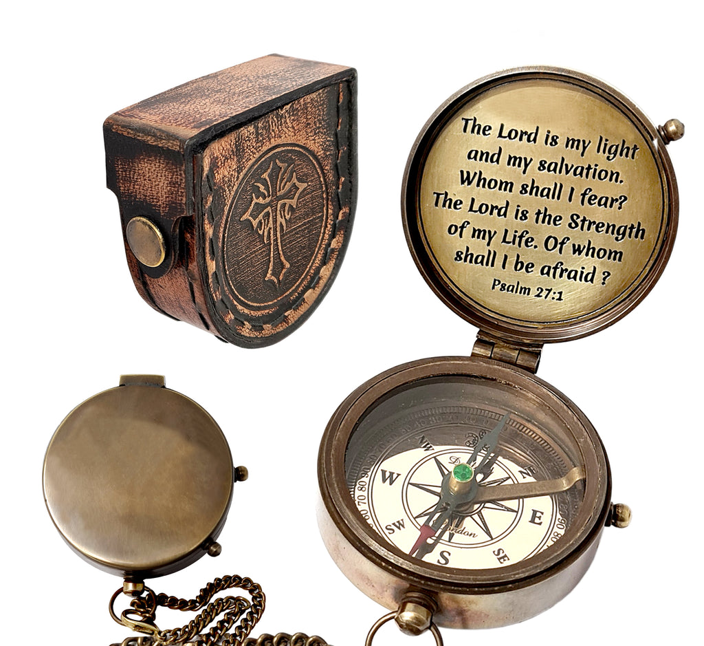 Brass Nautical - Brass Compass Engraved Gift for Son, Grandson, Daughter, Baptism, Confirmation Communion Godson Church Graduation Day