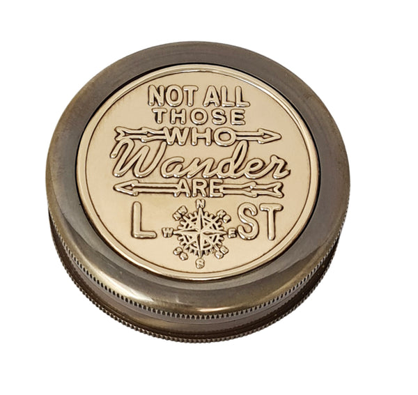 Brass Nautical - "Not All Those Who Wander are Lost Magnetic Compass Graduation Confirmation Day Gift Compass Marine Antique Replica Vintage Magnetic Direction Antique Compass