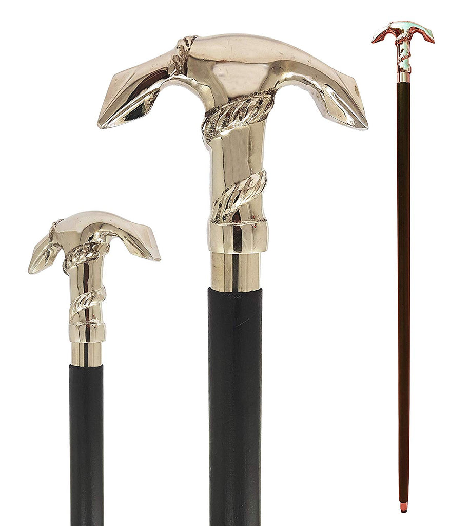 Brass Nautical - Brass Anchor Handle Walking Cane Wooden Cane